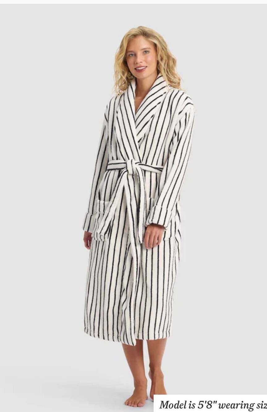 Cozy Earth Striped Bathrobe Size Medium
